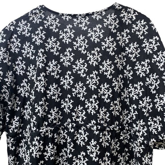 LANDS END Tunic Top XL Womens Beach Coverup Cotton Black White Cotton - Picture 7 of 11